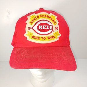 Vintage Cincinnati Reds 1990 World Champions  Snapback Hat Rare Wire to Wire